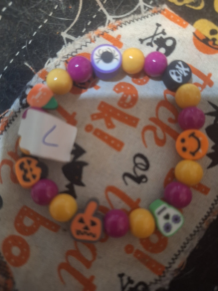 Purple & Yellow Boo Halloween Bracelet — Handmade by Logan | 7 Inch